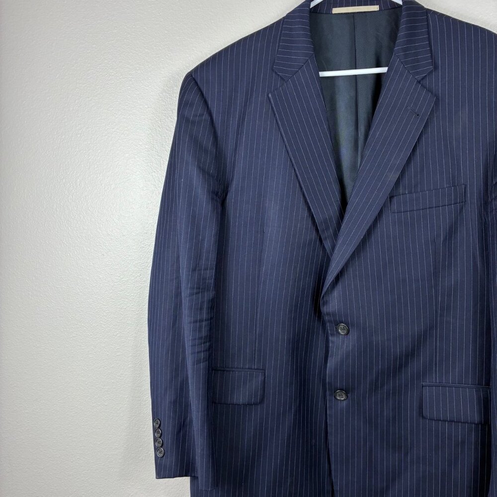 VTG Burberry Nordstrom Wool Pinstripe Kensington Blazer Union Size 46 Reg Retro - Picture 10 of 14